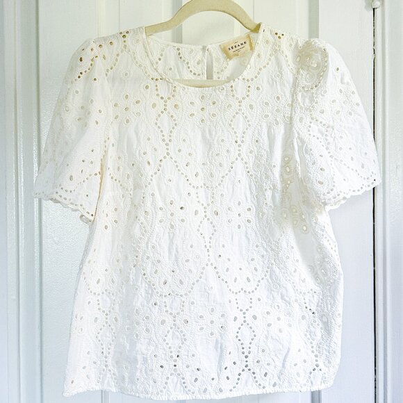 Sezane White Eyelet Blouse - Picture 4 of 9